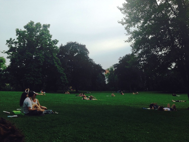 Reigrovy sady park and beer garden bordering Vinohrady and Žižkov