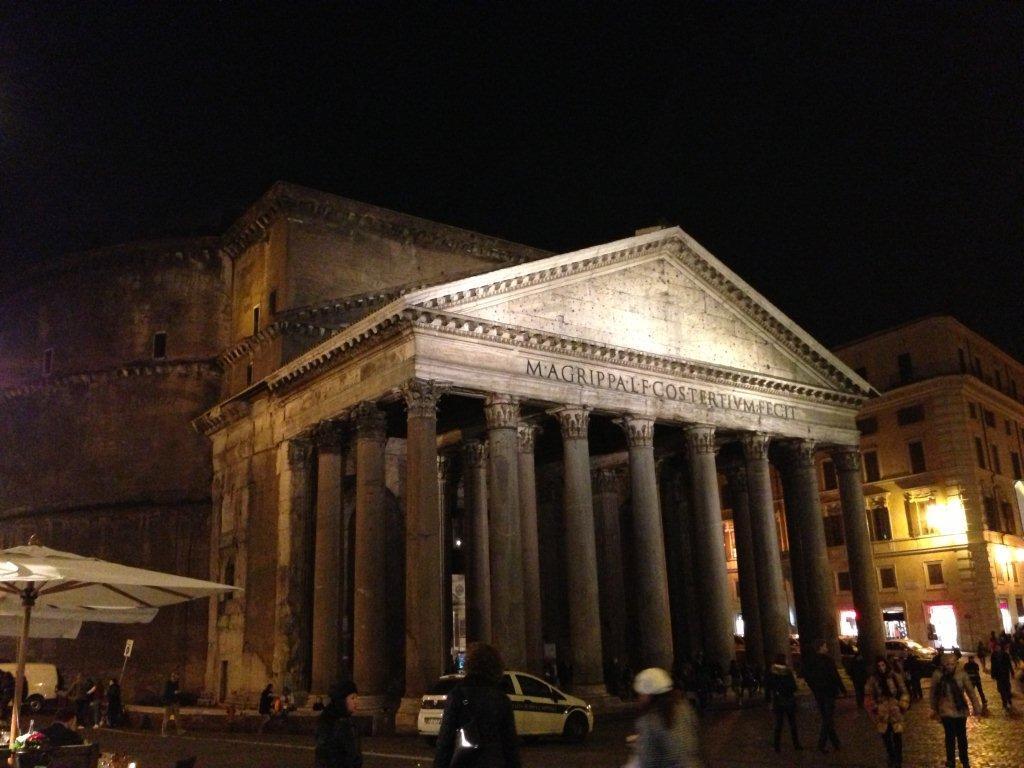 The Pantheon tall and proud is just spectacular by night